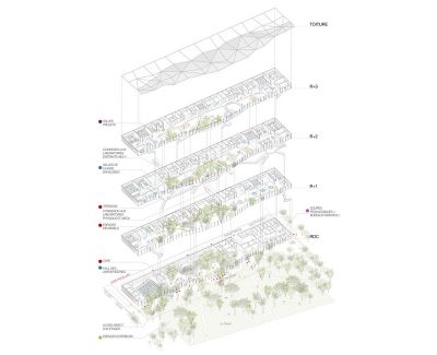 Учебный центр Политехнической школы на кампусе Париж-Сакле © Sou Fujimoto Architects, Nicolas Laisné Associés, Manal Rachdi Oxo Architectes